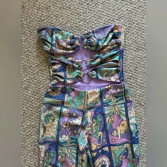Oceanus x Anthropologie Eden Cutout Strapless Jumpsuit Jumper Purple size M - Picture 5 of 10